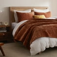 thumbnail image 2 of Velvet Quilt Full/Queen Size-90''x98'', Lightweight Burnt Orange Velvet Comforter Set with 2 Pillow Shams, Soft Cross Stitch Bedspread Coverlet Quilted Bedding Set for All Season, 2 of 7