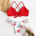 thumbnail image 3 of Plus size Swimsuits Women's Bikini Cut Flower Two Piece Swimsuit Pushups Swimwear Beachwear Red M(M), 3 of 6