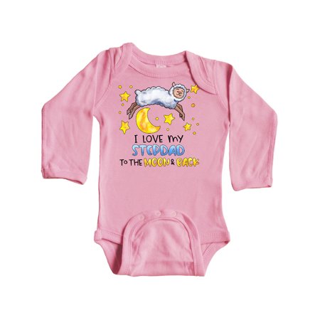 

Inktastic I Love my Stepdad to the Moon and Back Cute Sheep Gift Baby Boy or Baby Girl Long Sleeve Bodysuit