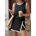 thumbnail image 2 of Wrongduck women's two piece summer dress ribbed knit vest and split underskirt two-piece casual set, 2 of 8