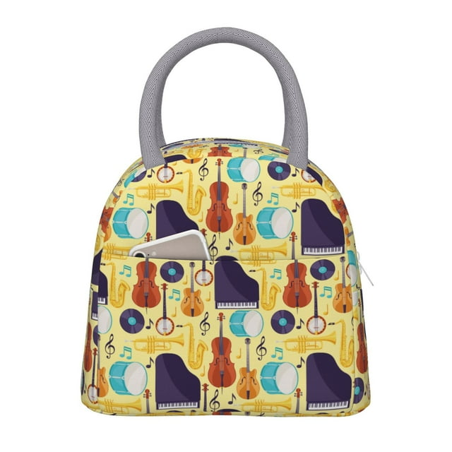 Lukts Sac à Lunch Portable Imprimé Instruments de Musique, Sac à Lunch Pique-Nique - Imperméable, Isolant Thermique et Isolant du Froid, Adapté pour l'École, le Travail