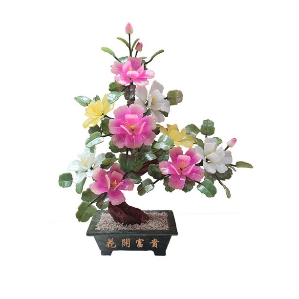 Bonsái de estilo chino, ornamento de Jade, plantas artificiales falsas, plantas de imitación for escritorio, hogar y oficina