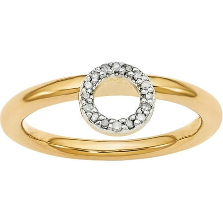Stackable Expressions Halo Diamond Sterling Silver Yellow-Plated Ring