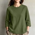 thumbnail image 2 of Fall Sweatshirts for Women Waffle Knit Casual Three Quarter Sleeve Crew Neck Pullover Top Solid Color Casual Loose Lounge Comfy Clothes, 2 of 9