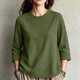 thumbnail image 2 of Sudadera de Cuello Redondo para Mujer Casual de Manga 3/4 Tipo Pulóver Tops Ajuste Holgado Sudadera de Estampado Sólido sin Capucha, 2 of 9