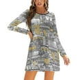 thumbnail image 1 of Paris Toile Robe Évasée Nœud Cœur Doré Design Mode Grande Taille Robe Ample Tour Eiffel Arc de Triomphe, 1 of 5