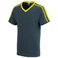 thumbnail image 2 of Augusta Sportswear XL Get Rowdy Shoulder Stripe Tee Slate Heather/Power Yellow 363, 2 of 2