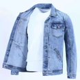 thumbnail image 2 of Chaqueta vaquera azul con bolsillos y botones para hombre, chaqueta vaquera de otoño e invierno de gran tamaño, de marca, talla L, ropa de abrigo, nueva en Y2k, 2 of 4