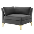 thumbnail image 4 of Sofa Corner Chair, Velvet, Grey Gray, Modern Contemporary Urban Design, Living Lounge Room Hotel Lobby Hospitality, 4 of 6