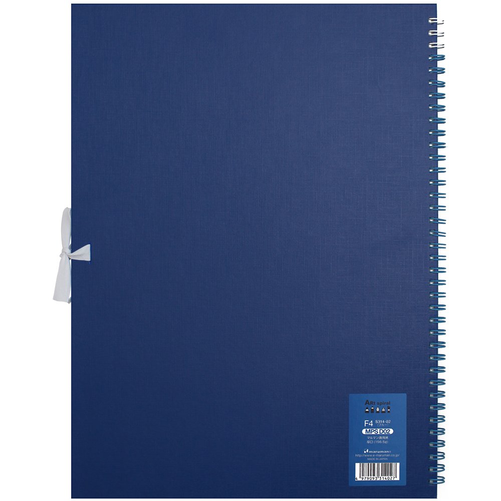 Maruman S314-02 Sketchbook F4 Art Spiral Drawing Paper, Thick, Blue, 24 Sheets