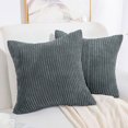 thumbnail image 5 of Unique Bargains 2-Pack Solid Corduory Decorative Throw Pillow Covers Dark Gray 18" x 18", 5 of 8