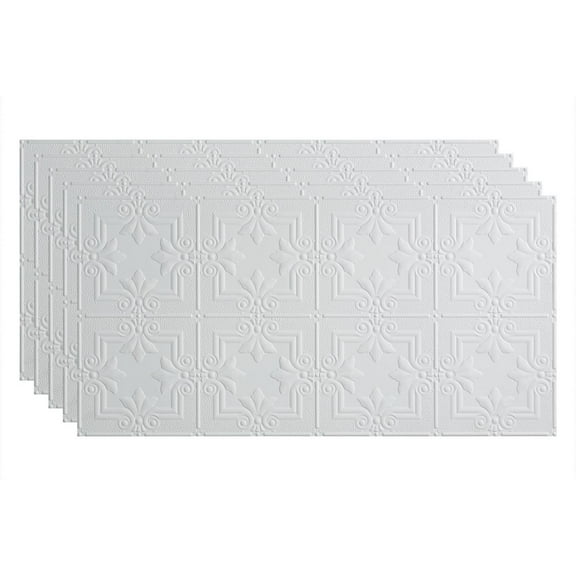 Fasade Regalia 2ft x 4ft Vinyl Glue Up Ceiling Tile in Matte White 5pk