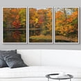 thumbnail image 3 of wall26 - 3 Piece Framed Canvas Wall Art - Colorful Autumn Reflections on This Pond in Allaire State Park in New Jersey. - Modern Home Art Stretched and Framed Canvas Ready to Hang - 24"x36", 3 of 5