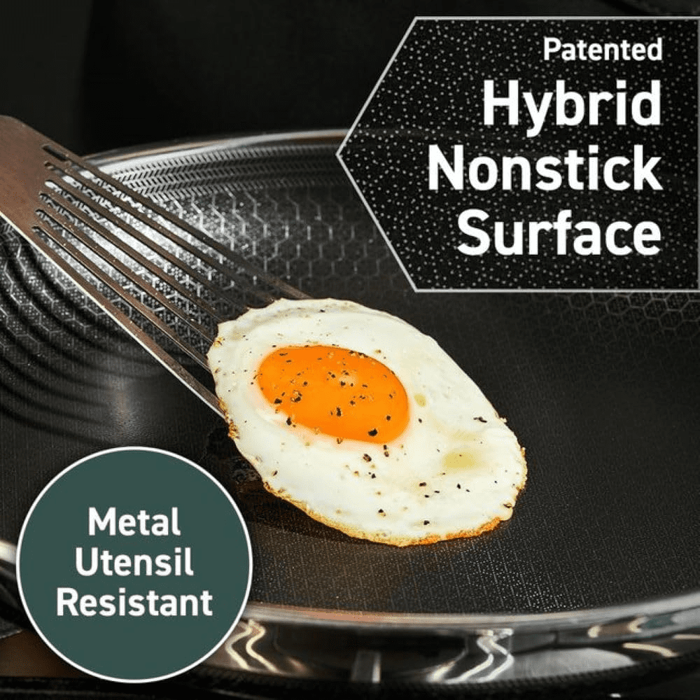 Hybrid Nonstick 6-Piece Fry Pan Set, 8, 10 and 12-Inch Frying Pans with Tempered Glass Lids, Stay-Cool Handles