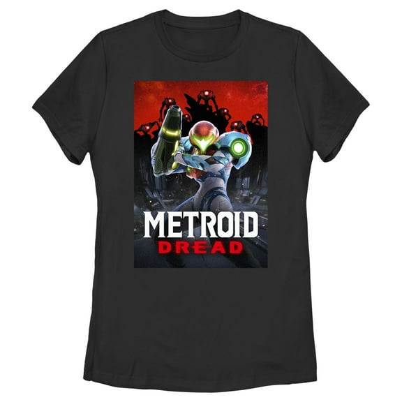 Women's Nintendo Metroid Dread Poster  Graphic Tee Black Large