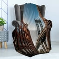 thumbnail image 4 of New York Soft Flannel Fleece Blanket, Manhattan Bridge Seen from Narrow Alley Island Borough Globally Influential Town NYC, Cozy Plush for Indoor and Outdoor Use, 70" x 90", Blue Red, by Ambesonne, 4 of 5