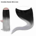 thumbnail image 4 of Benehair Invisible Hair Extensions Secret Hidden Wire in One Piece Real Long Thick Synthetic Hair 100% Natural Straight Curly Headband Extensions for Women 20" dark black to silver grey, 4 of 11