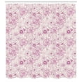 thumbnail image 3 of Ambesonne Floral Shower Curtain, Retro Flowers Soft Tones, 69"Wx84"L, Fuchsia Pale Pink, 3 of 3