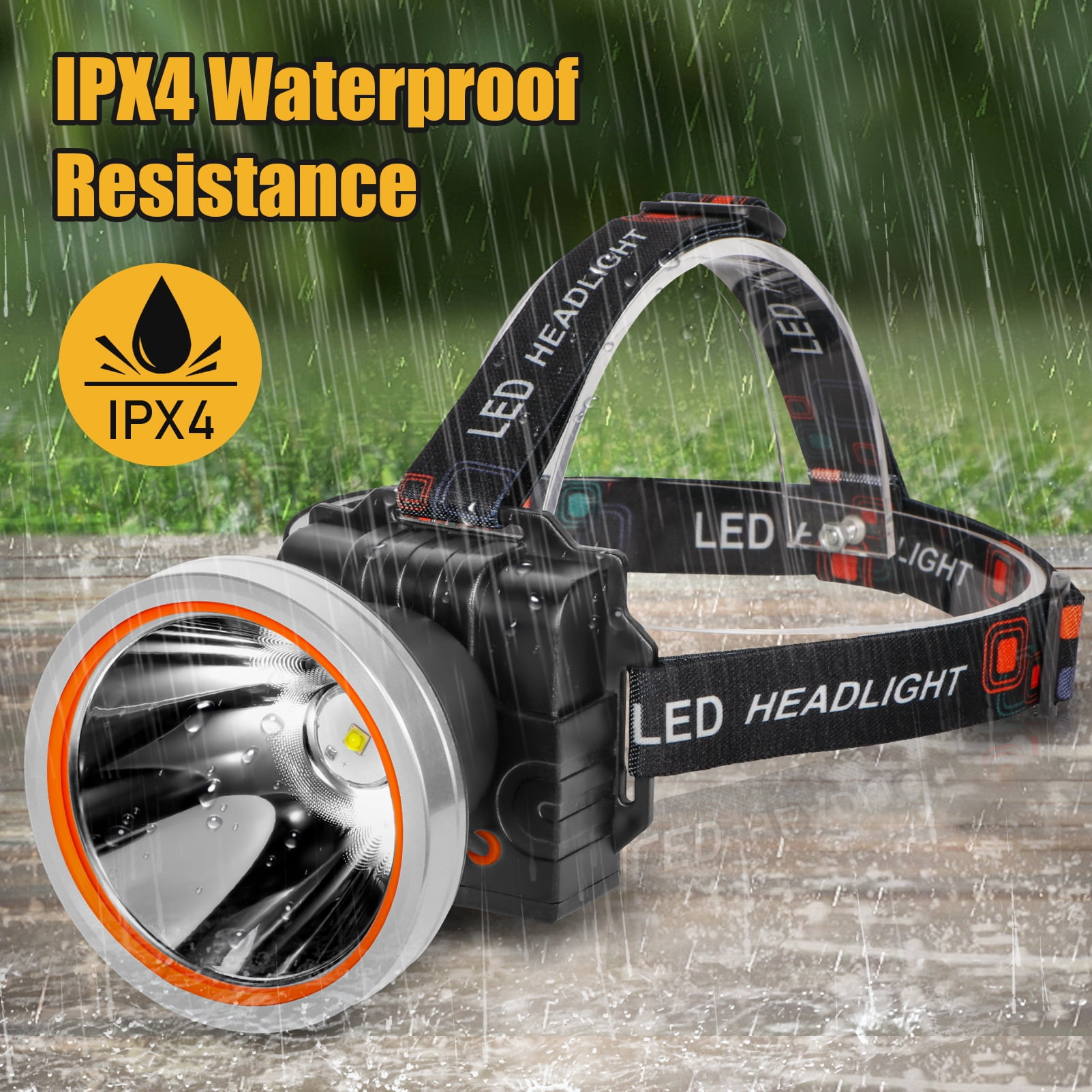 Hunting Friends Ultra-Bright LED Headlamp,High Lumen Rechargeable and Waterproof Headlight with Adjustable Headband for Night Work and Outdoor Use