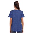 thumbnail image 2 of Camisa de entrenamiento Alovien para mujer, manga corta, cuello en V, azul oscuro, 2 of 7