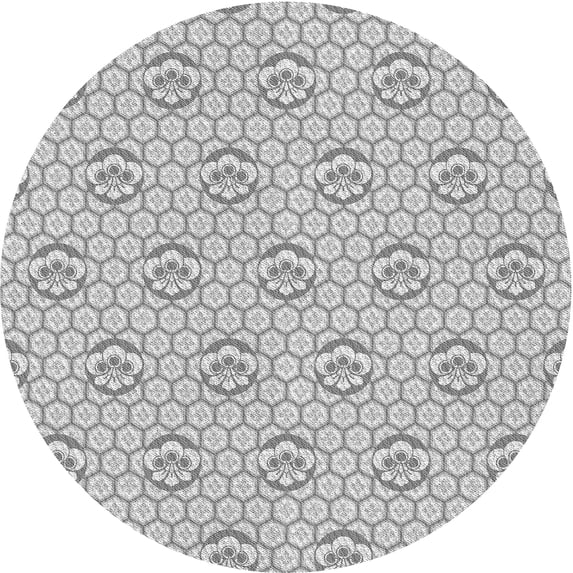 Ahgly Company Machine Washable Indoor Round Transitional Gunmetal Gray Area Rugs, 7' Round