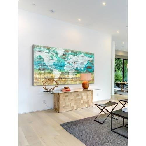 "Aqua Day" Painting Print on White Wood
