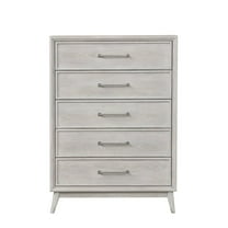 Roundhill Furniture Seluna 5-Drawer Bedroom Chest, Gray Oak Finish