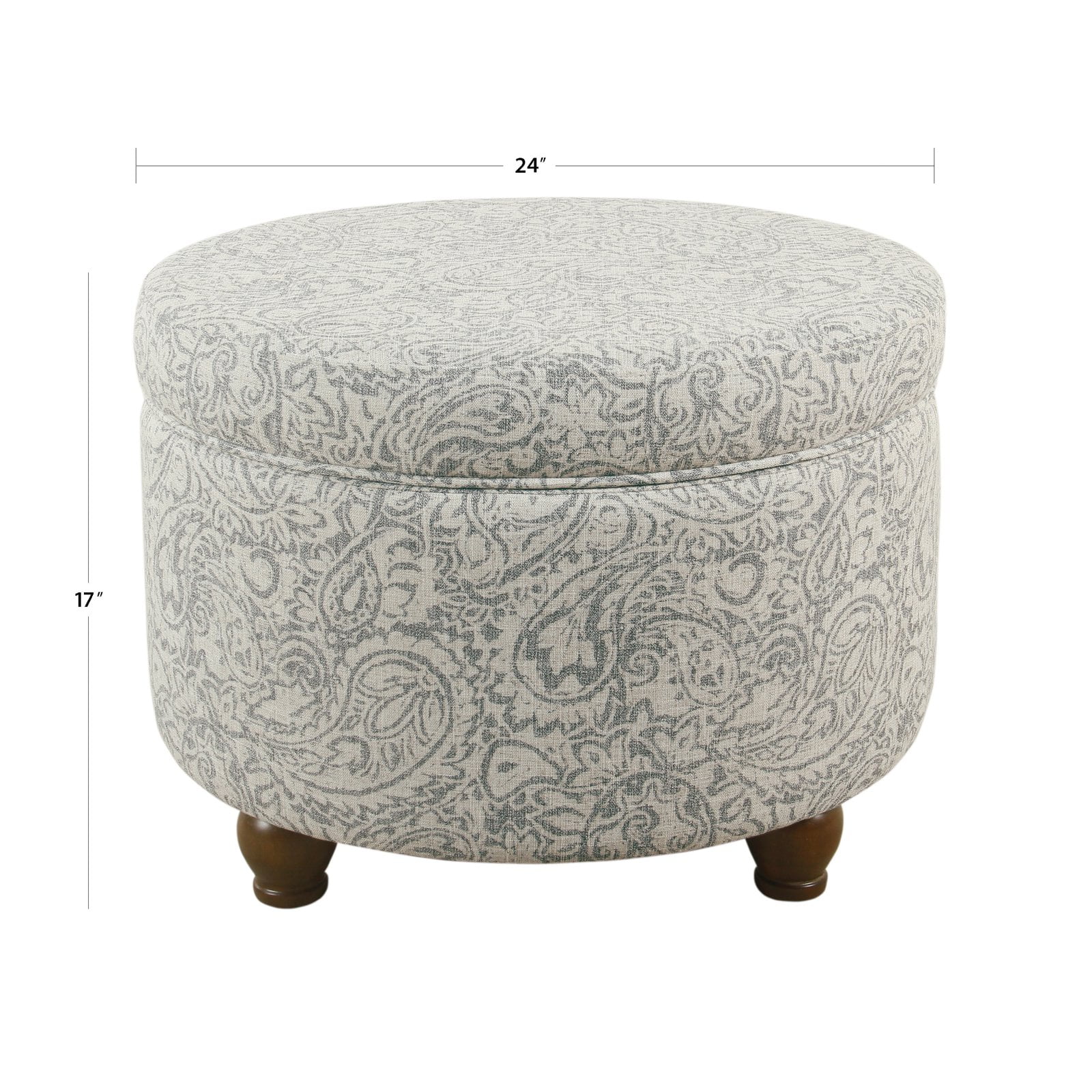 HomePop Storage Ottoman, Gray Floral