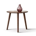 thumbnail image 4 of Pebble Shaped Coffee Table, Center Table Low Table Plate Desk with 100% Solid Oak Wood Top, Pebble Shaped Natural Wooden Desk Work Table for Hallway Closet, 19.69''L*17.52''W*25.59''H, Walnut, 4 of 7