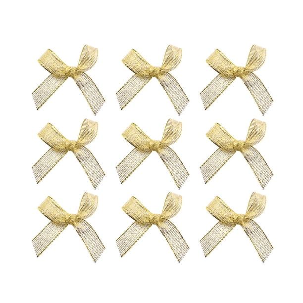 EeaseMX 100 piezas de 1 cm de lazos hechos a mano para zapatos y sombreros, accesorios colgantes para fiestas, regalos y disfraces (dorados)