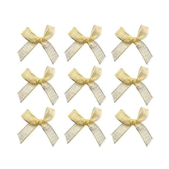 EeaseMX 100 piezas de 1 cm de lazos hechos a mano para zapatos y sombreros, accesorios colgantes para fiestas, regalos y disfraces (dorados)