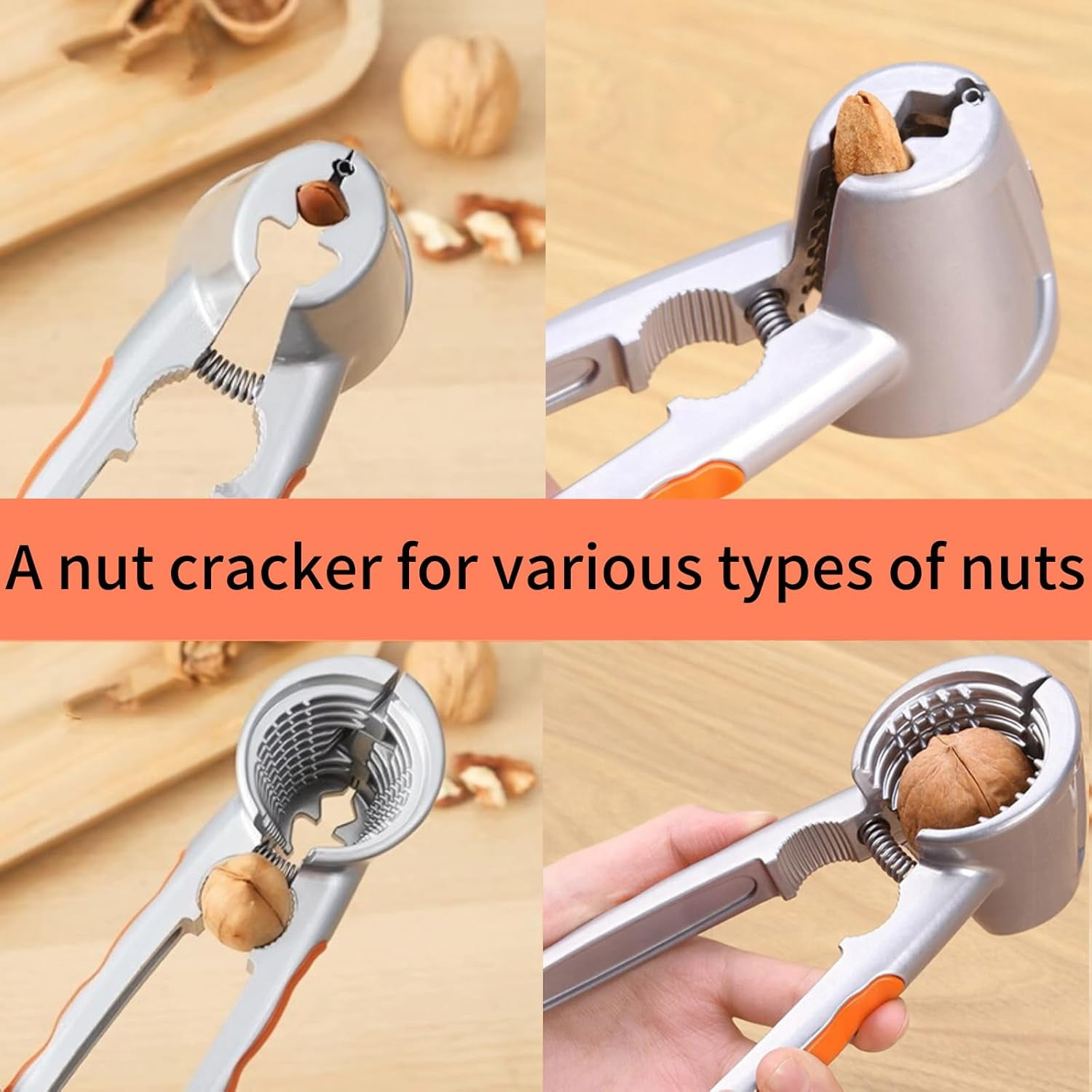 BYXAS 1 Pack Nut Crackers for All Nuts Heavy Duty Walnut Cracker with Non-Slip Handle Pecan Crackers Tools Funnel Walnut Pliers Nutcracker Pecan Walnut Plier Clip Tool