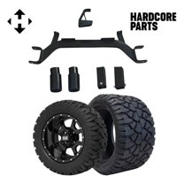 Hardcore Parts 4" Drop Axle Lift Kit for EZGO Marathon (1975-1993) Gas Golf Cart with 12" Black 'Night Stalker' Wheels and 20"x10"-12" STINGER On-Road/Off-Road DOT rated All-Terrain tires