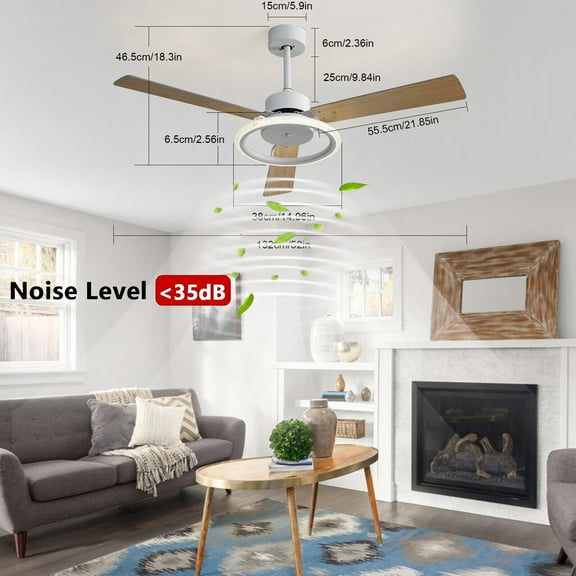 52'' Ceiling Fan Light Remote Control Chandelier Adjustable LED Pendant Lamp 20W