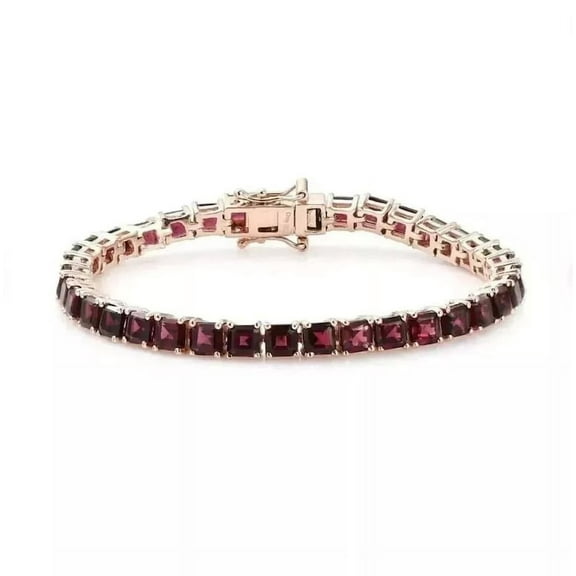 Square Garnet Women Tennis Bracelet in Silver, Gift For Anniversary, Antique Bracelet, Unique Garnet Stone Bracelet For Her