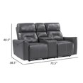 thumbnail image 5 of Benjara Well 73 Inch Power Double Recliner Loveseat, Dark Gray Faux Leather, Wood-Color:Dark GrayMaterial, 5 of 6