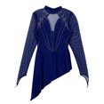 thumbnail image 6 of ZDHoor Women Giltter Rhinestone Dance Dress Long Sleeve Figure Ice Skating Dance Leotard Dress Blue-B M, 6 of 7