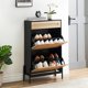 thumbnail image 3 of Natural rattan almacenamiento gabinete: 2 flip cajones, adjustable estantes, de madera entrada shoe gabinete con cajón y metal legs, estilizado para organizer para hallway, entrada, sala de estar, 3 of 7
