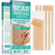 6-Pack Silicone Scar Sheets (1.57 * 5.9 Inches), Maskiss Silicone Scar Removal Sheets, Ideal Scar Treatment for Surgical, Keloid, Burns, C-Section, Trauma, Silicone Sheets for Scars Reusable