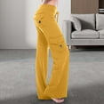 thumbnail image 2 of Women Casual Solid Button Micro Flare Pocket Drawstring Trousers Elastic Pants for Women Work Casual Womens Pants with Pockets Casual plus Size Casual Pants Suits for Women Casual Pants for Women with, 2 of 6