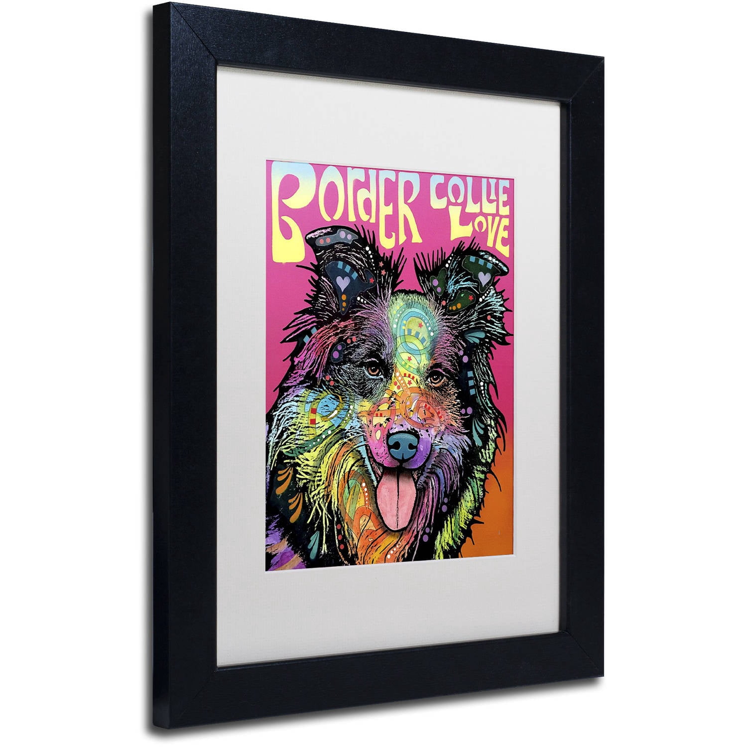Trademark Fine Art 'Border Collie Luv' Canvas Art by Dean Russo, White Matte, Black Frame
