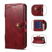 Wallet Case for iPhone 12 Pro/iPhone 12 for Business Women Men, Allytech Card Holder Pocket PU Leather TPU Back Flip Kickstand Magnetic Closure Cover for iPhone 12 Pro/iPhone 12 6.1 inch 2020, Red