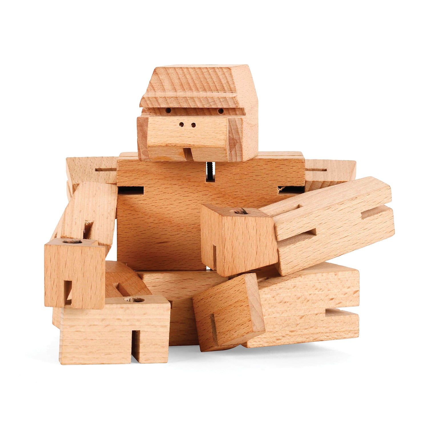 Kikkerland Square Beasts Ape Toy Figurine Wooden Block Animal Puzzle