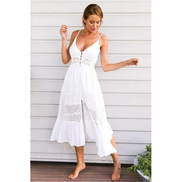 Women Strappy Floral Maxi Dress Ladies Summer Beach Evening Party Boho Dress