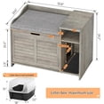 thumbnail image 3 of Cat Litter Box Cabinet, Multi-Functional Wood Litter Box with Top Opening & Cushion, Hidden Washroom Storage Cabinet for Bedroom, Hallway, 3 of 6