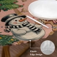 thumbnail image 3 of Pink Christmas Round Tablecloth, Fitted Table Cover with Elastic for 45"-54" Round Tables, Xmas Tree Gingerbread Snowman Winter Table Cloth Outdoor Indoor Dinning Party Waterproof Tablecloths, 3 of 7