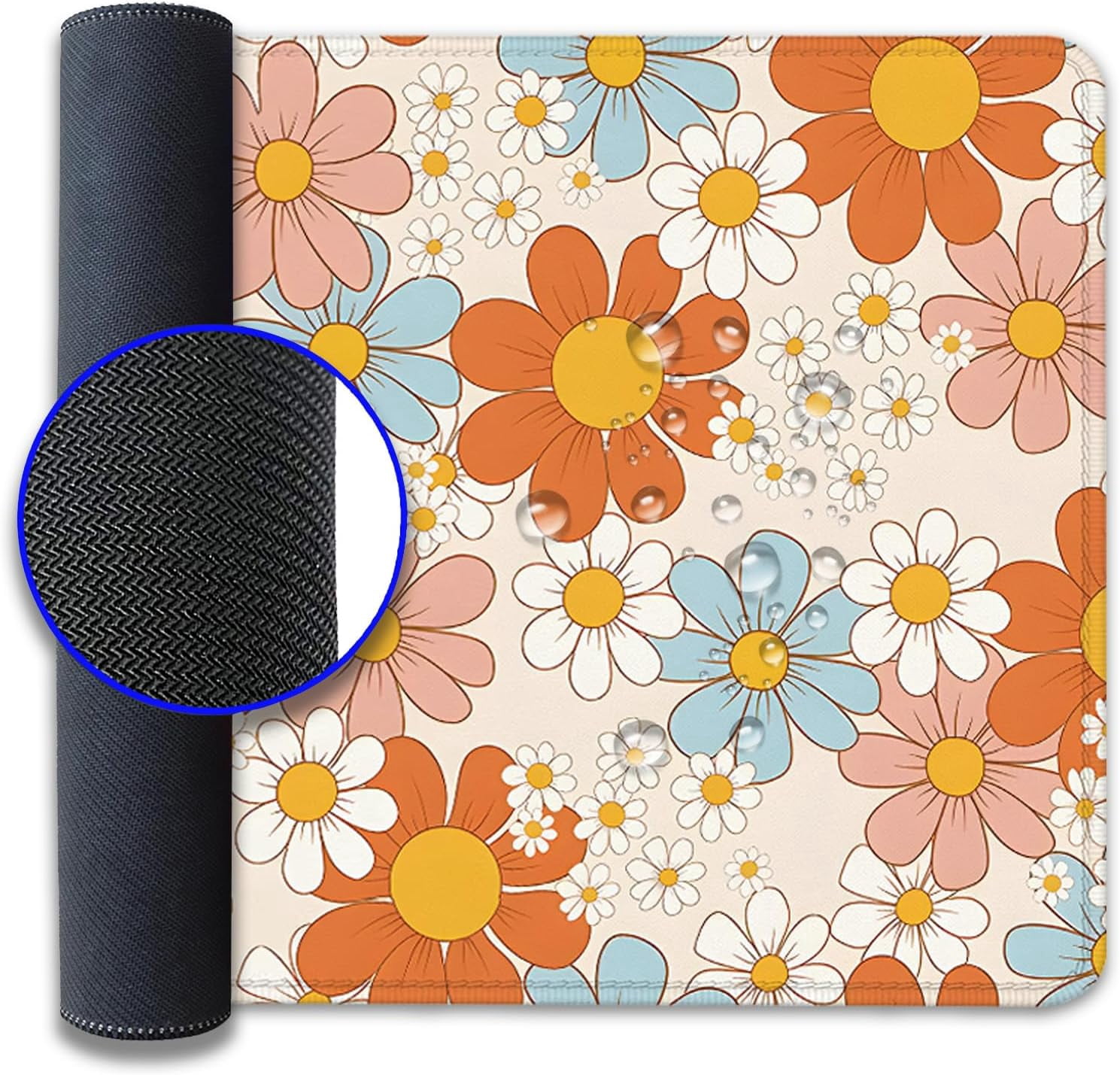Vintage Floral Mouse Pad Daisy Desk Pad,Retro Flower Mouse Mat,Floral Desk Pad,Mouse Pad for Desk,Desk Mat for Desktop,Keyboard and Mouse Pad,Gaming Mouse Pad Mousepad for Computer Office Home Work