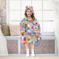 thumbnail image 7 of FORMRS Wearable Blanket Hoodie with Sleeves for Kids Cozy Flannel Sweatshirt, Purple Colorful Circles, 7 of 7