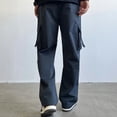 thumbnail image 5 of ZQUUVOU Men Casual Cargo Pants Solid Color Elastic Waist Drawstring Tie Full Length Pants Gray, 5 of 7