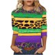 thumbnail image 2 of Xuyuer 2025 Womens 3/4 Sleeve Tops Mardi Gras and Christmas Costumes Fashion Round Neck Blouse, 2 of 6